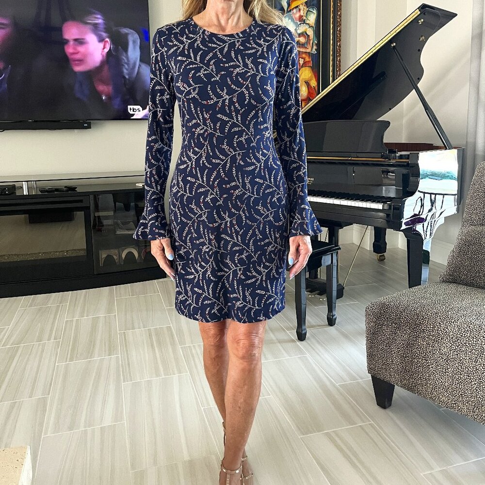 Michael Michael Kors Long Sleeve Fitted Floral Dress Size S